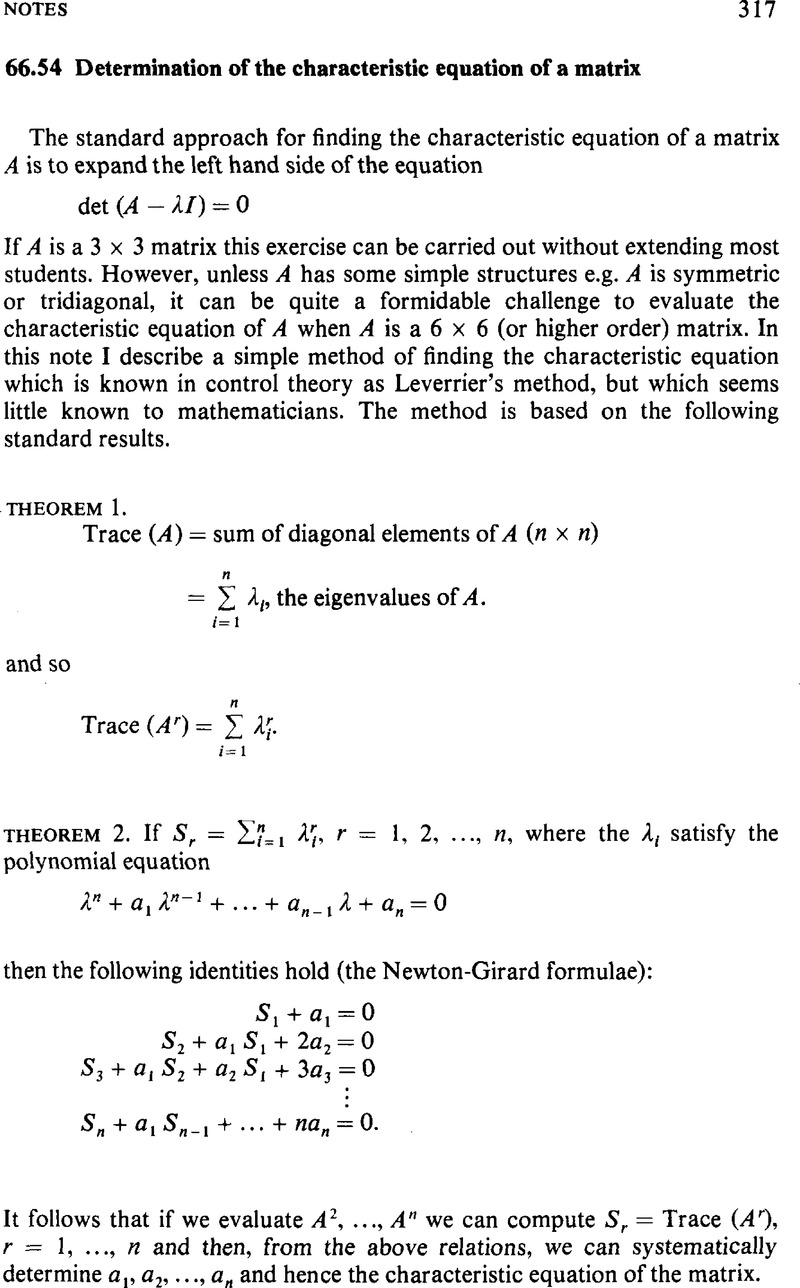 determination-of-the-characteristic-equation-of-a-matrix-the