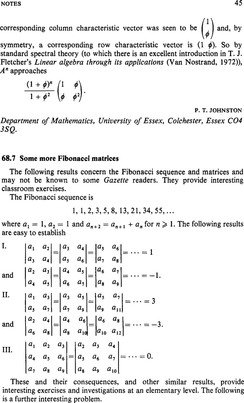 68.7 Some more Fibonacci matrices | The Mathematical Gazette ...