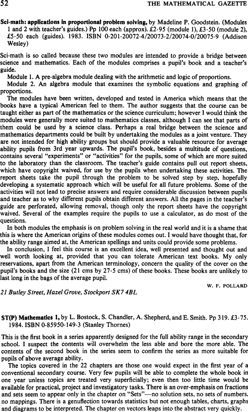 ST(P) Mathematics 1, by L. Bostock, S. Chandler, A. Shepherd, and E ...