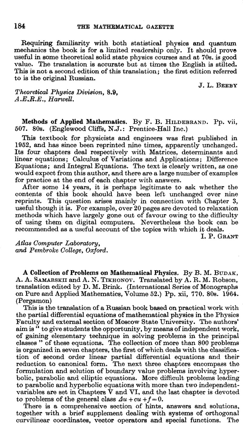 Methods of Applied Mathematics. By F. B. Hildebrand. Pp. vii, 507. 80s