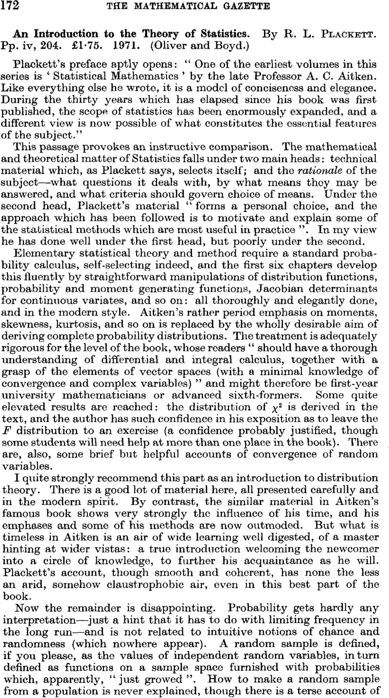 an-introduction-to-the-theory-of-statistics-by-r-l-plackett-pp-iv