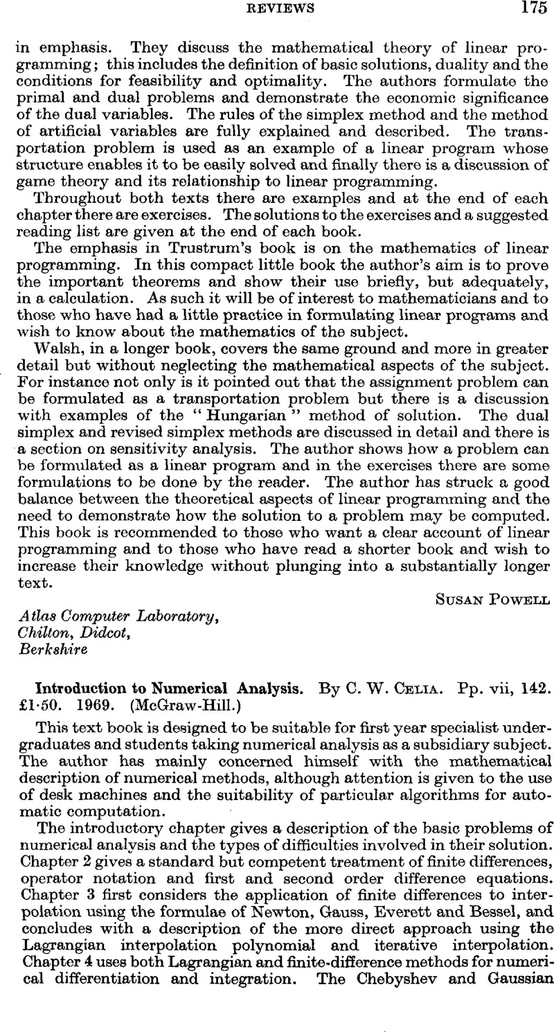 Introduction to Numerical Analysis. By C. W. Celia. Pp. vii, 142. £1·50 ...