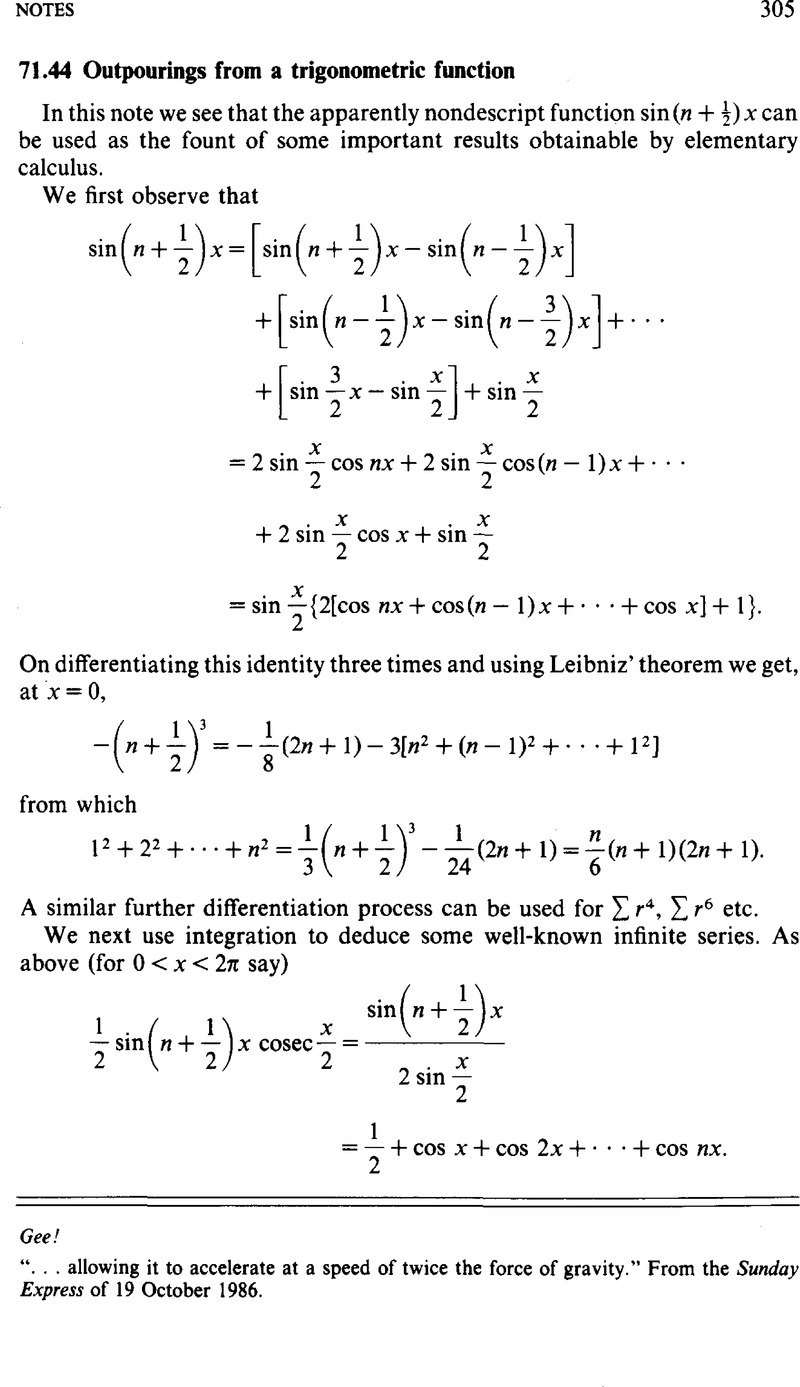 71.44 Outpourings from a trigonometric function | The Mathematical ...