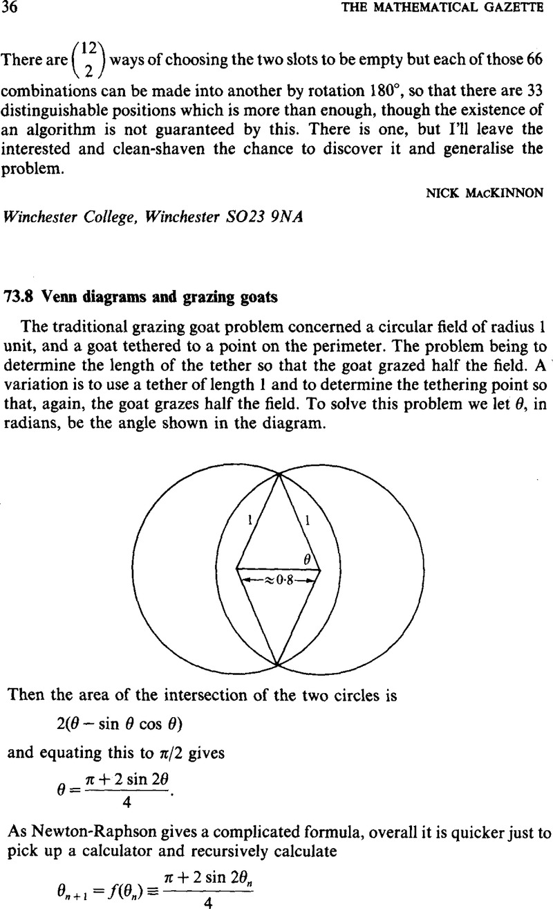 73.8 Venn diagrams and grazing goats | The Mathematical Gazette ...