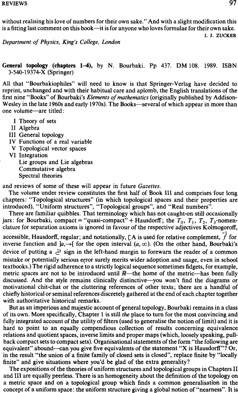 商品名General Topology: Chapters 1-4 (Elements of Mathematics) [ペーパーバック] Bourbaki，Nicolas
