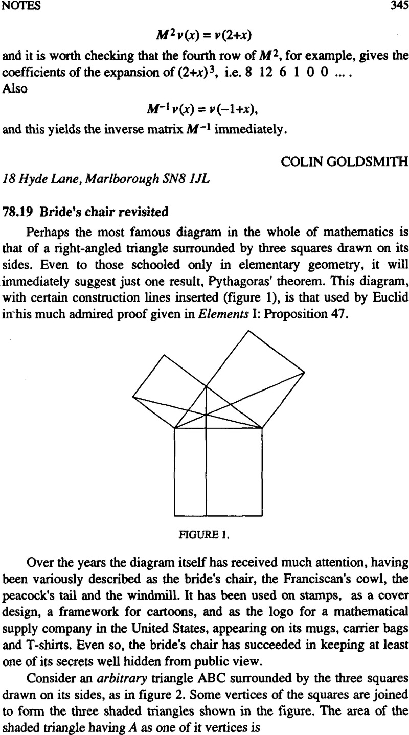 78.19 Bride's chair revisited | The Mathematical Gazette | Cambridge Core