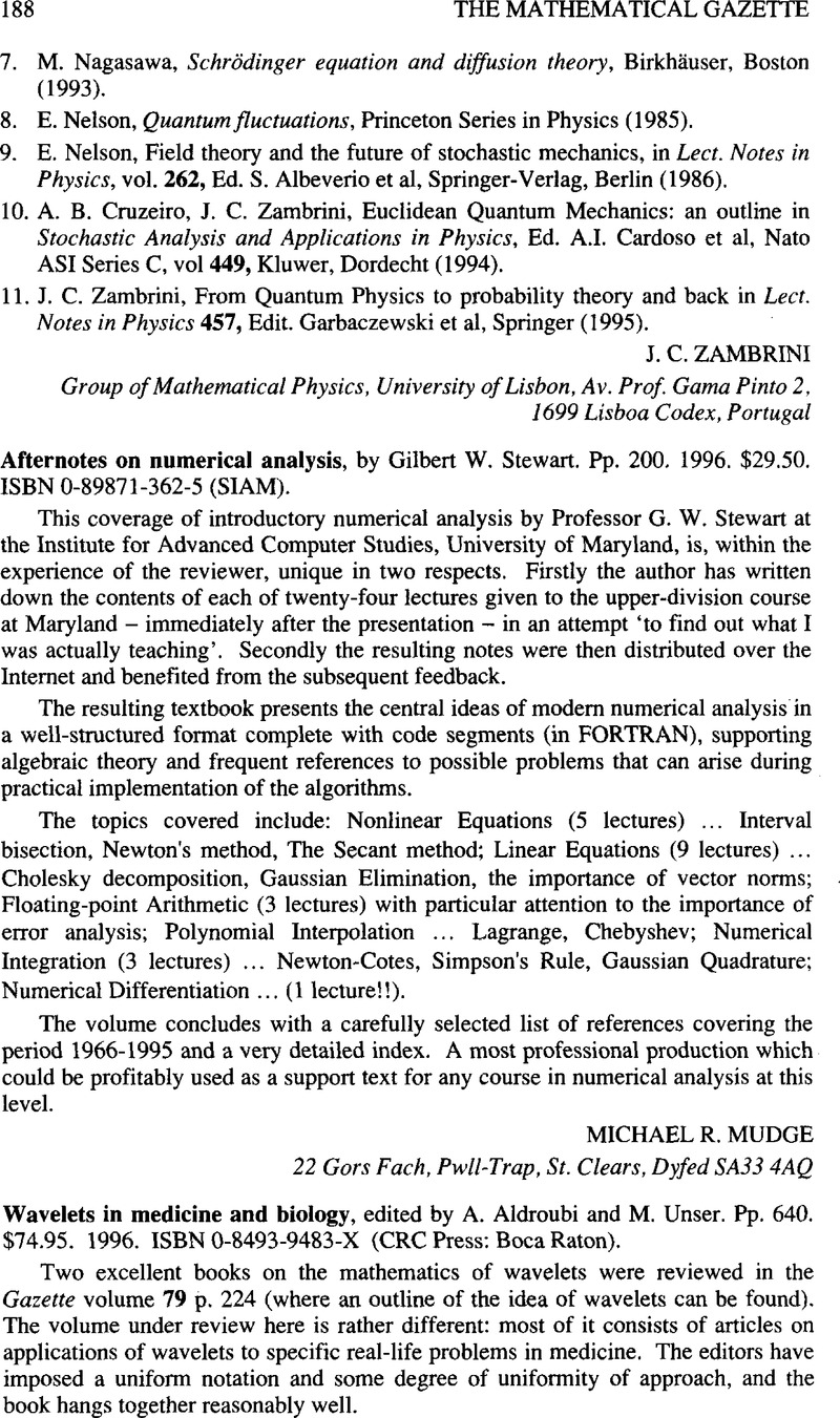Afternotes on Numerical Analysis