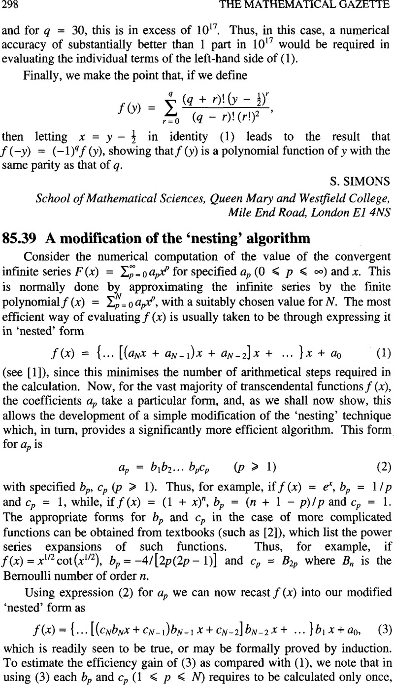85.39 A modification of the ‘nesting’ algorithm | The Mathematical ...