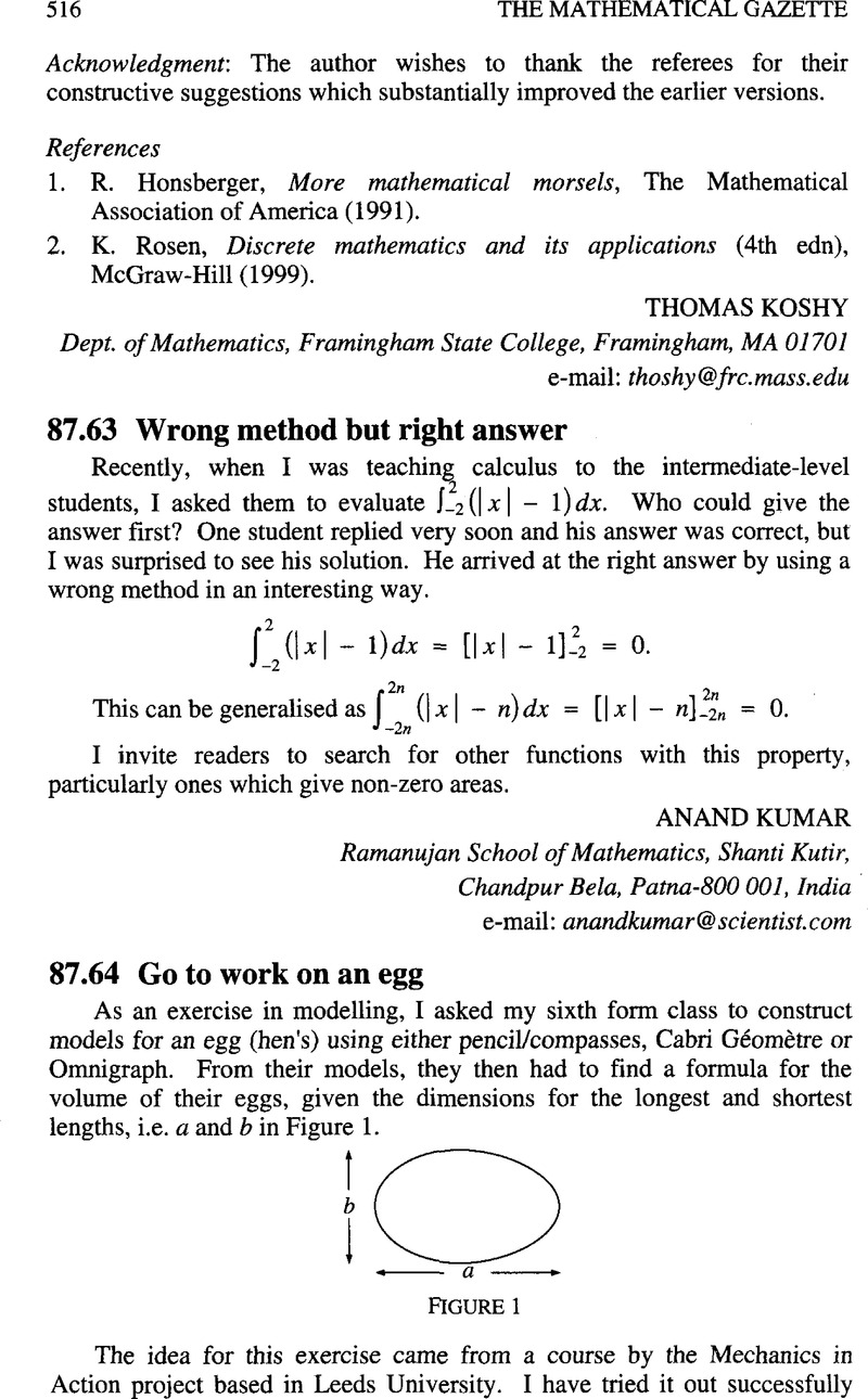 87.63 Wrong Method But Right Answer | The Mathematical Gazette ...