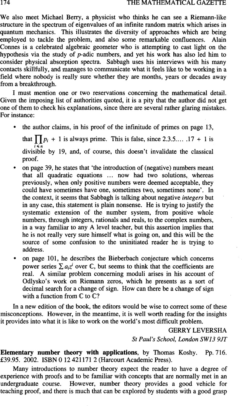 Elementary number theory with applications, by Thomas Koshy. Pp