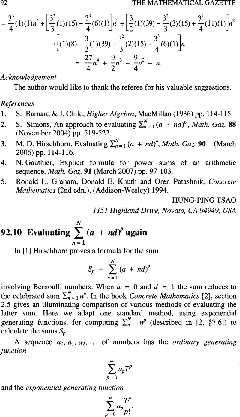 92.10 Evaluating again | The Mathematical Gazette | Cambridge Core