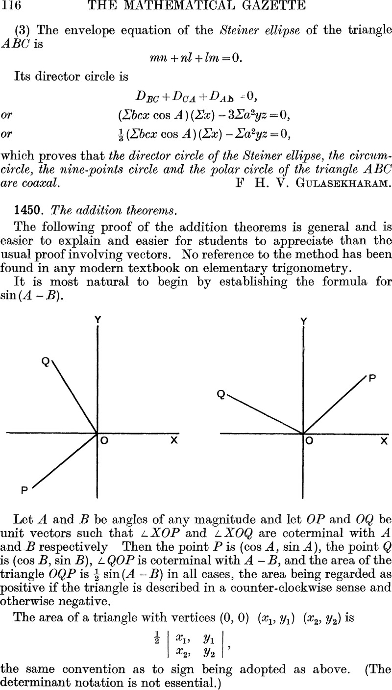 1450. The addition theorems | The Mathematical Gazette | Cambridge Core