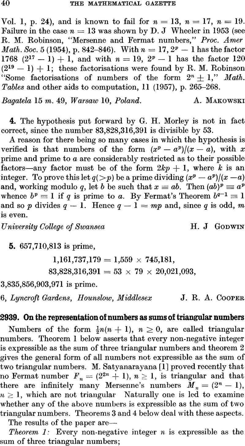2939. On the representation of numbers as sums of triangular numbers ...