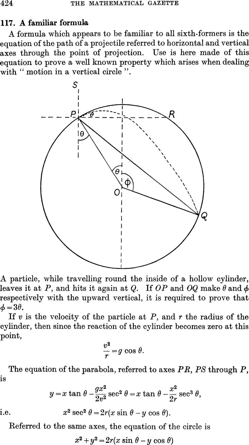 117. A familiar formula | The Mathematical Gazette | Cambridge Core