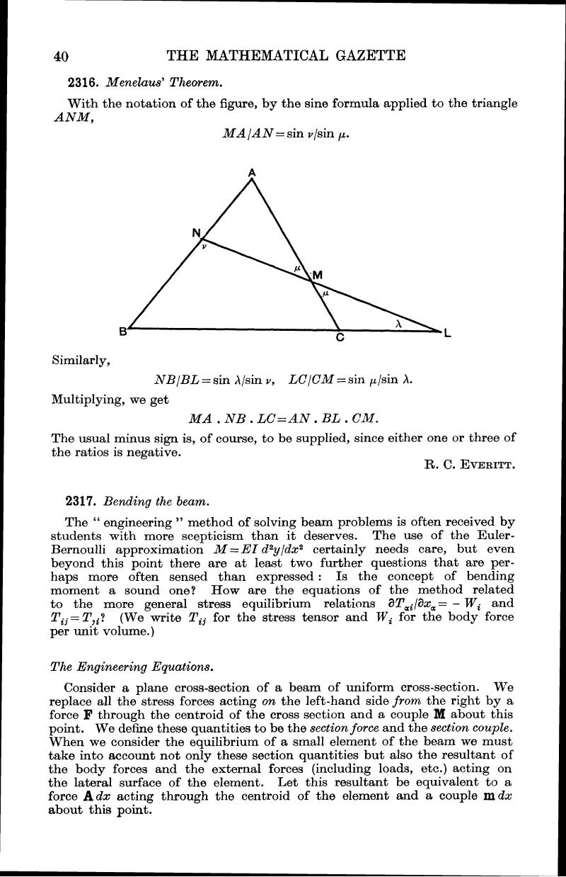 2316. Menelaus' Theorem | The Mathematical Gazette | Cambridge Core