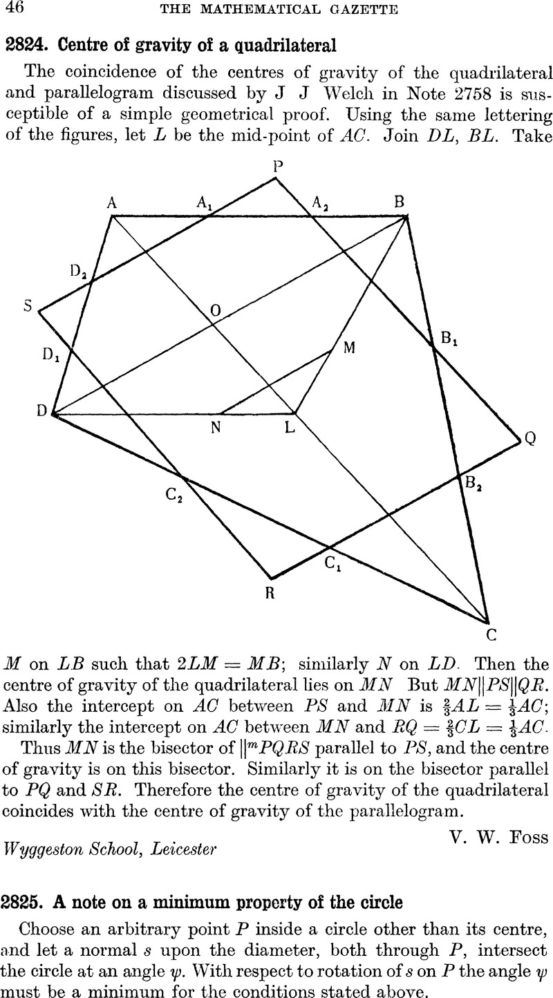 2824. Centre Of Gravity Of A Quadrilateral | The Mathematical Gazette ...