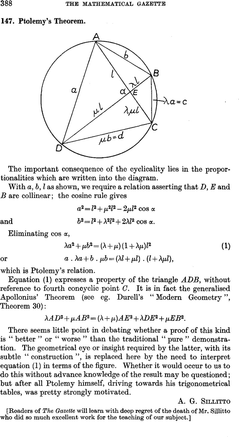 147. Ptolemy’s Theorem | The Mathematical Gazette | Cambridge Core