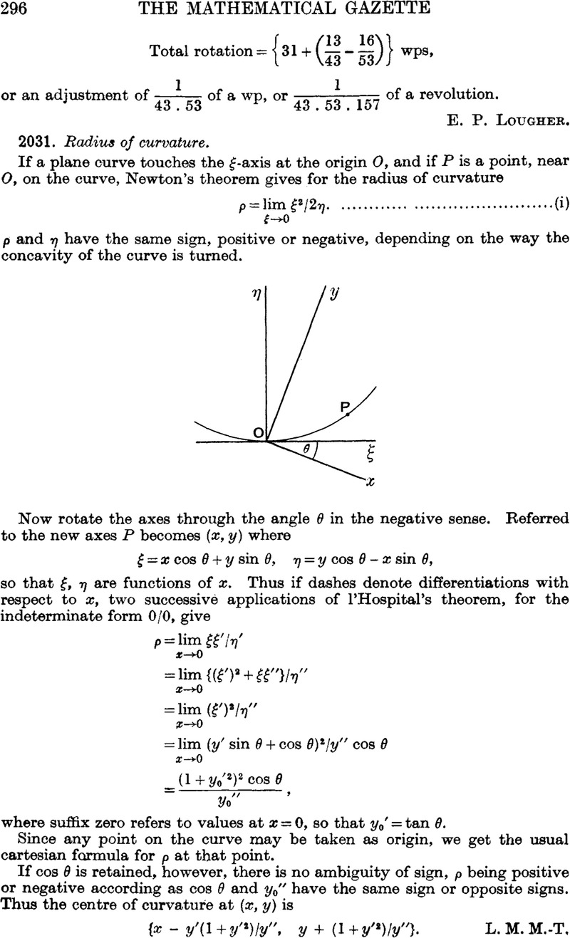 2031. Radius Of Curvature | The Mathematical Gazette | Cambridge Core