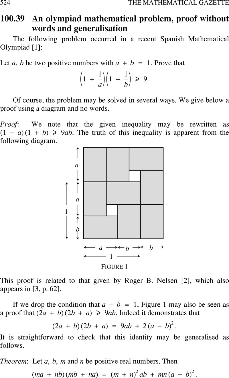 100.39 An Olympiad Mathematical Problem, Proof Without Words And ...