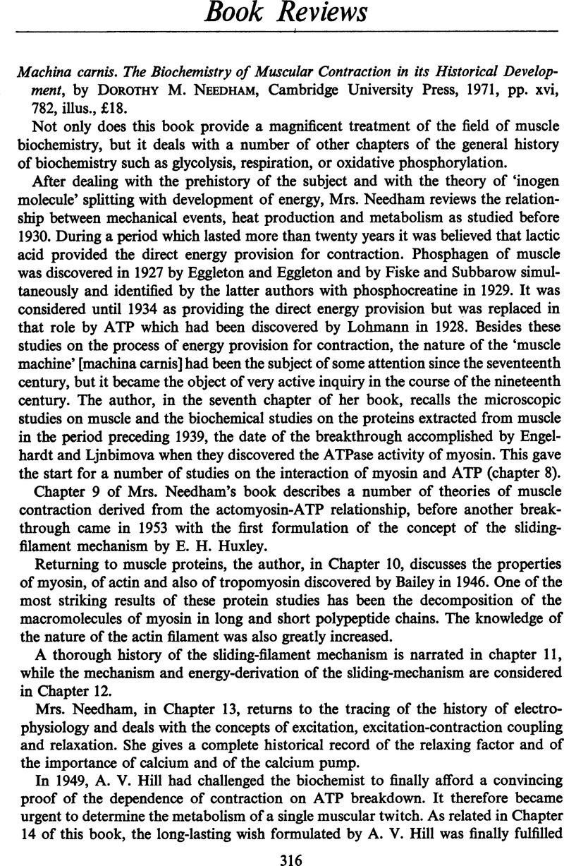 Machina carnis. The Biochemistry of Muscular Contraction in its ...