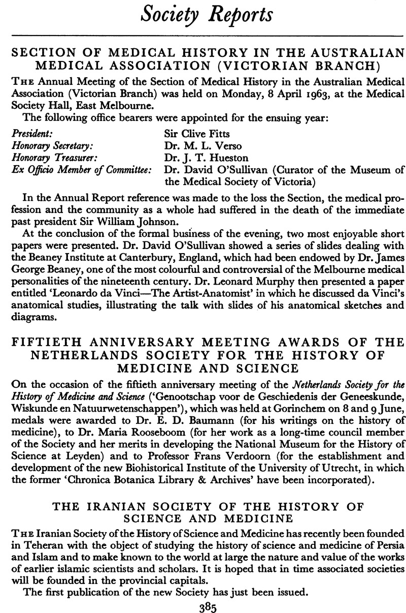 Seciton of Medical History in the Australian Medical Association ...