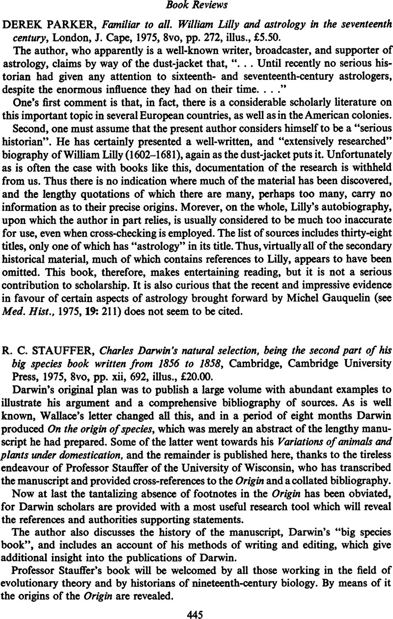 R. C. Stauffer, Charles Darwin's natural selection, being the second ...