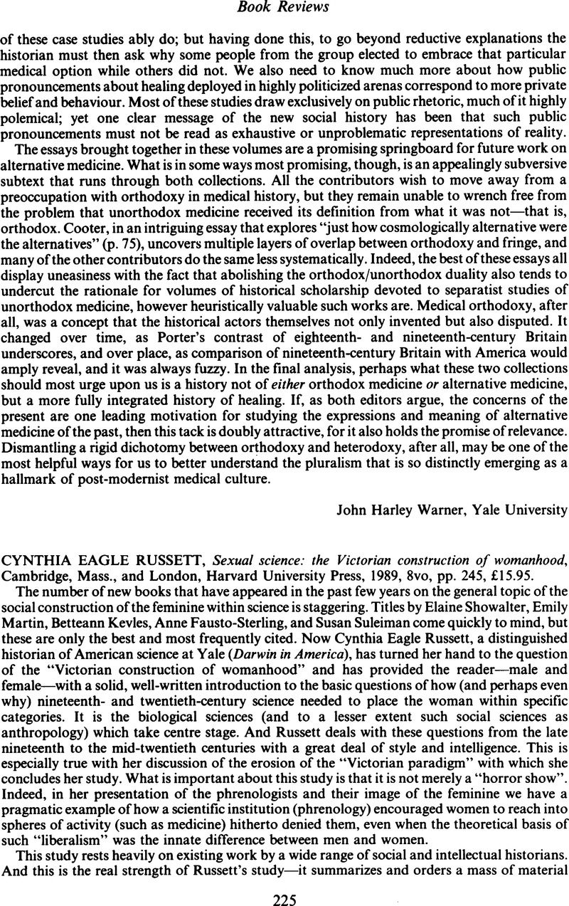 Cynthia Eagle Russett Sexual Science The Victorian Construction Of Womanhood Cambridge Mass 1717