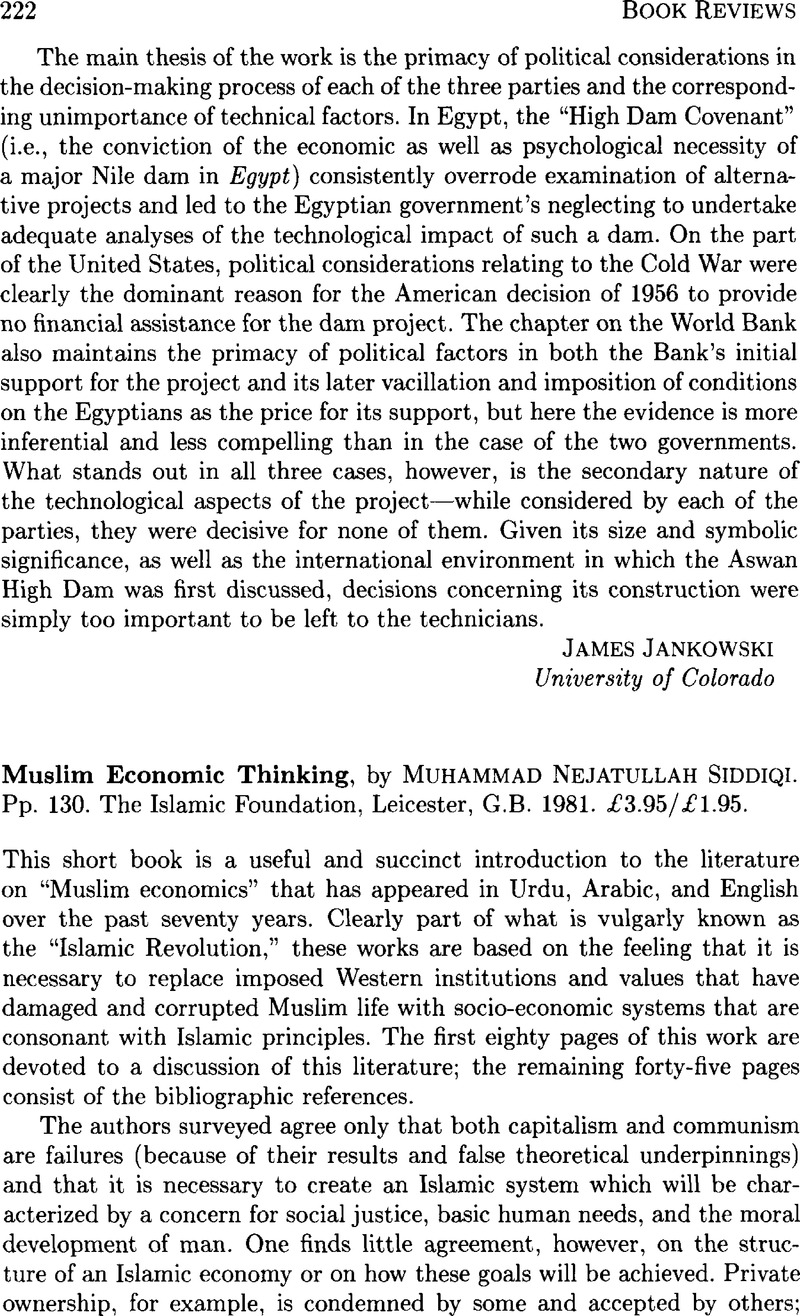 Nejatullah Muslim Economic Thinking, by Muhammad Nejatullah Siddiqi. Pp. 130. The ...