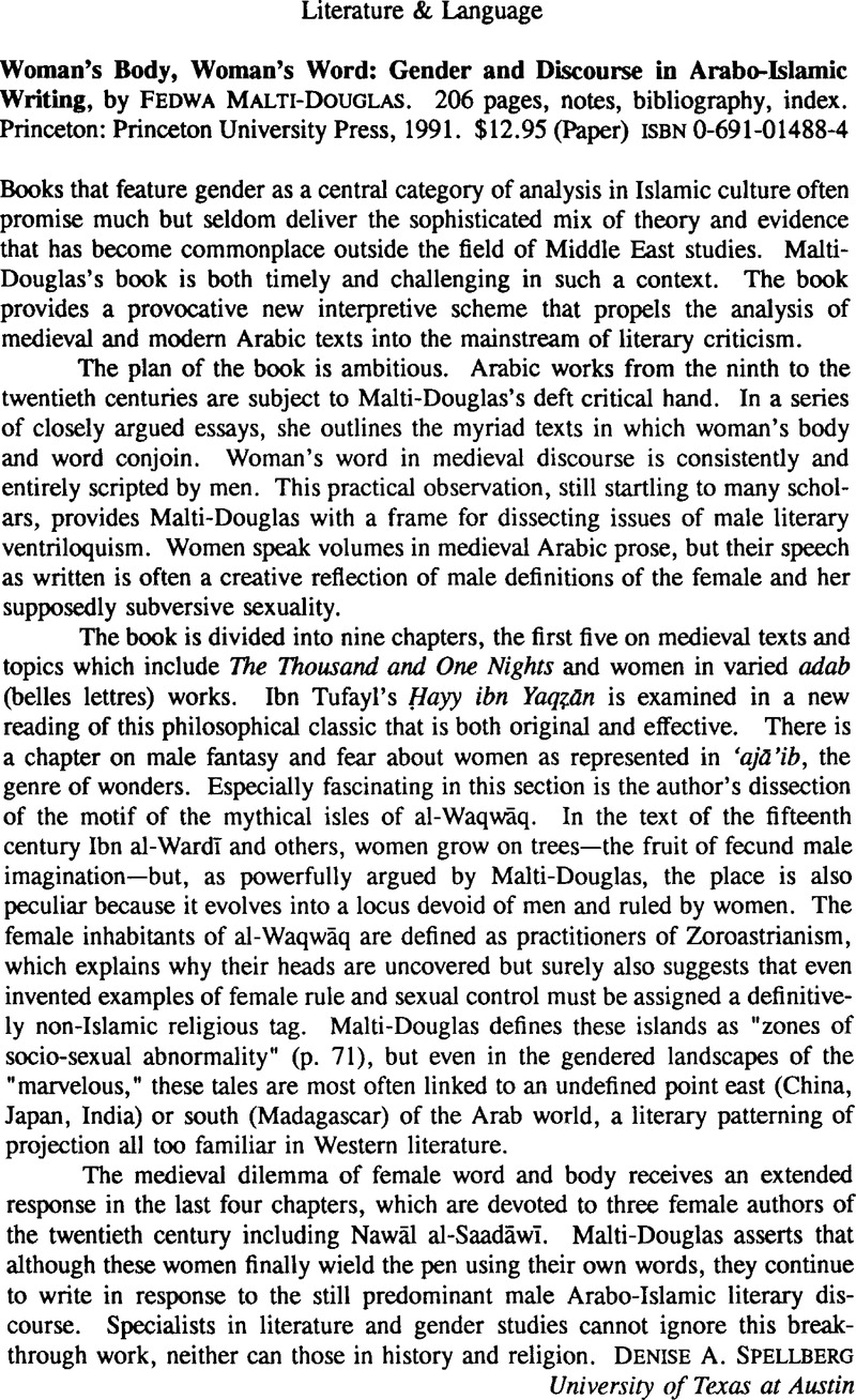 Woman s Body Woman s Word Gender And Discourse In Arabo Islamic woman-s-body-woman-s-word-gender-and-discourse-in-arabo-islamic