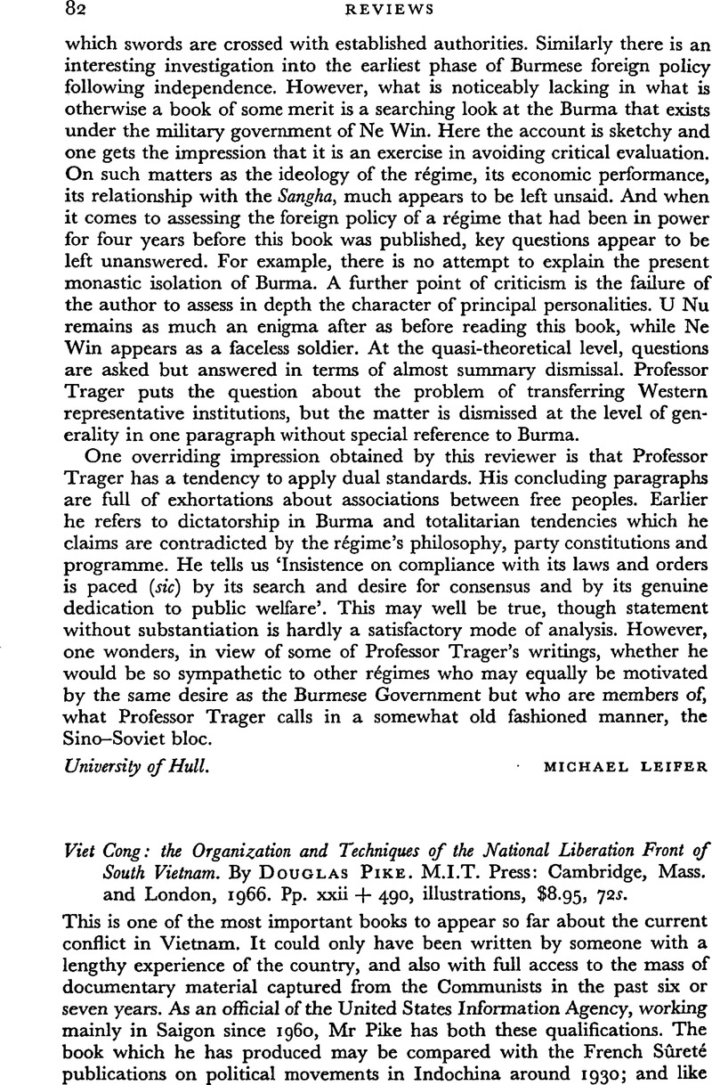 Viet Cong: the Organization and Techniques of the National Liberation ...