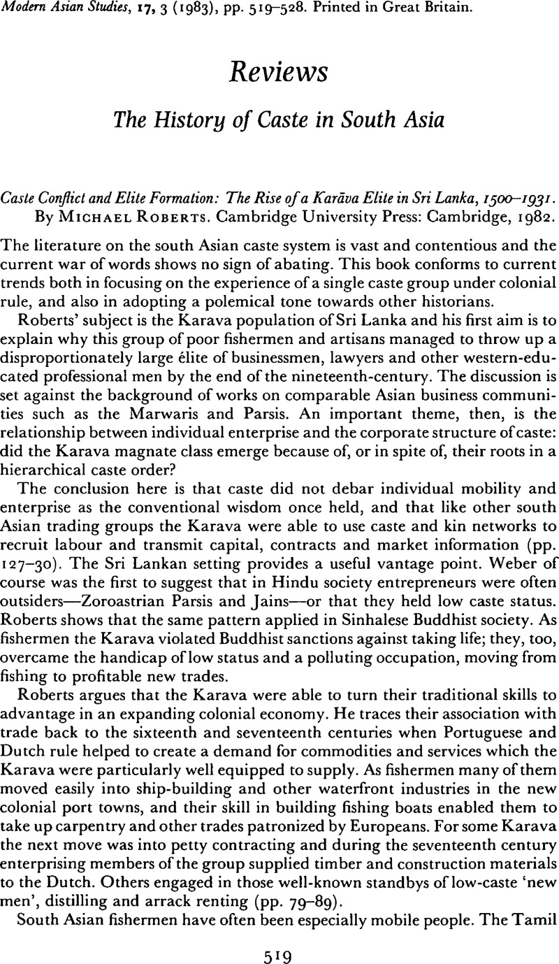The History of Caste in South Asia - Caste Conflict and Elite Formation ...