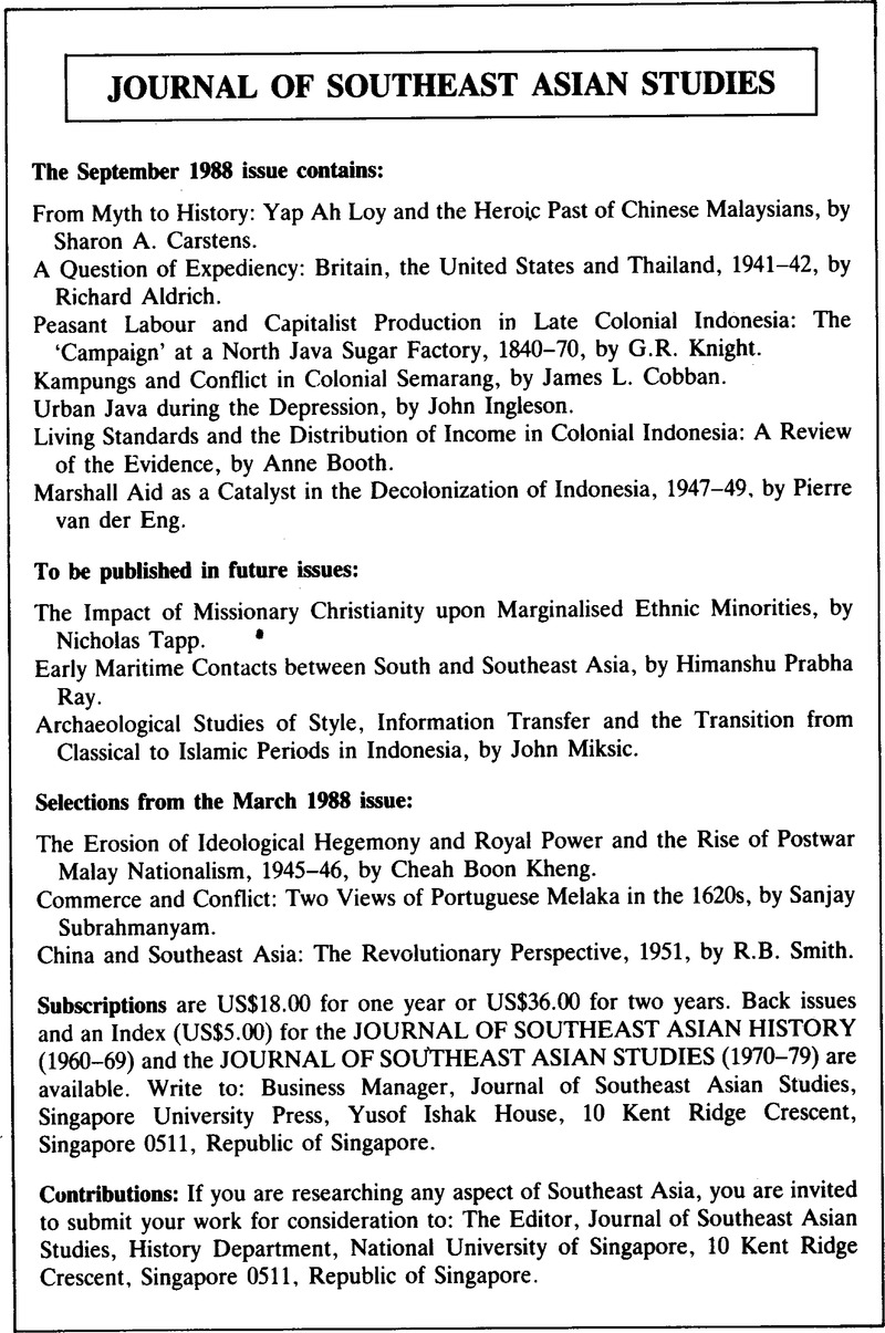 ASS volume 23 issue 1 Cover and Back matter | Modern Asian Studies