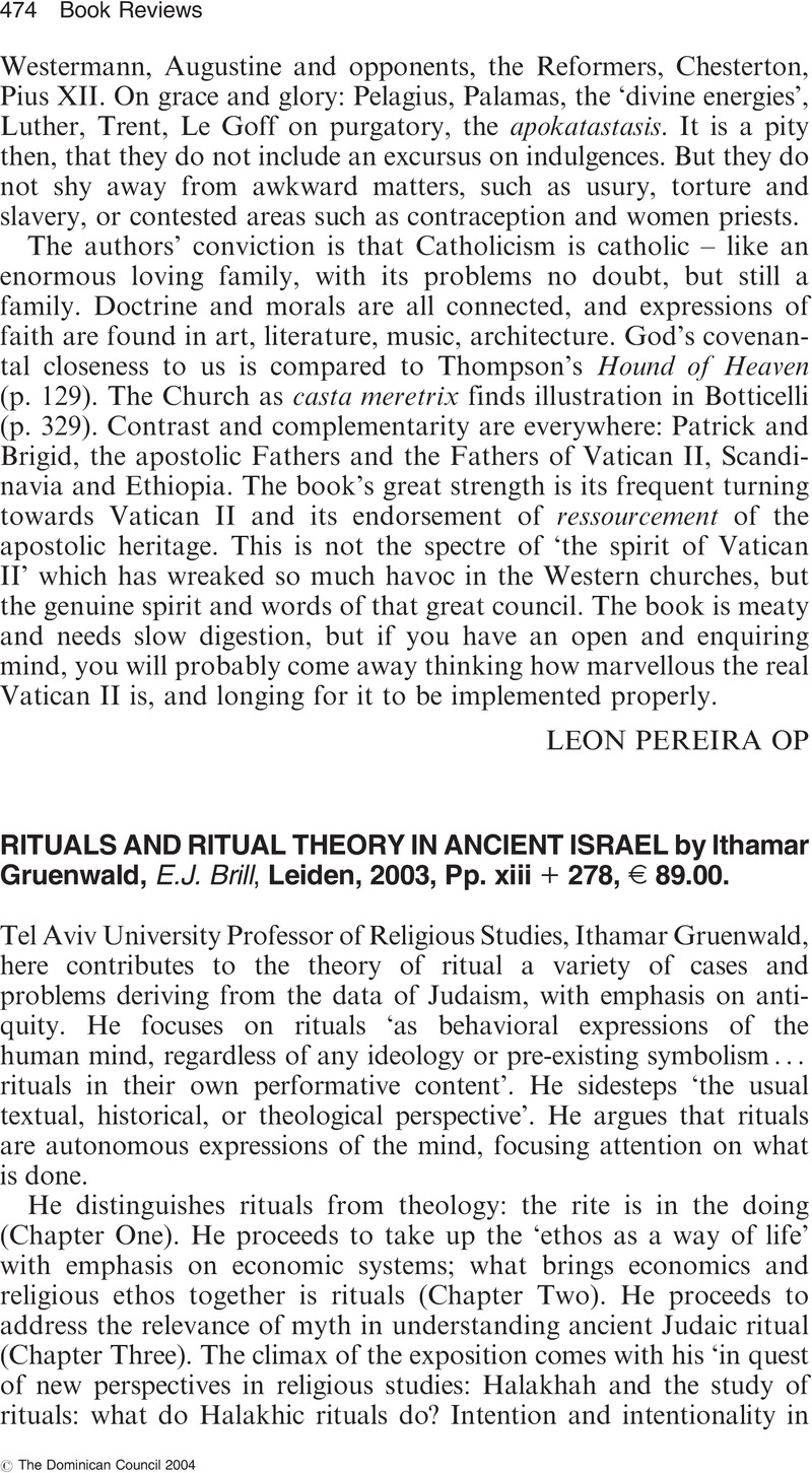 Rituals and Ritual Theory in Ancient Israel by Ithamar Gruenwald, E.J ...