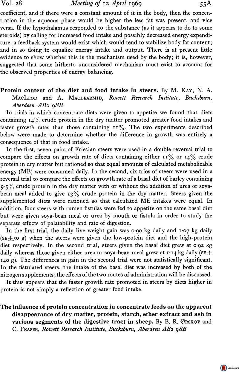 The influence of protein concentration in concentrate feeds on the ...