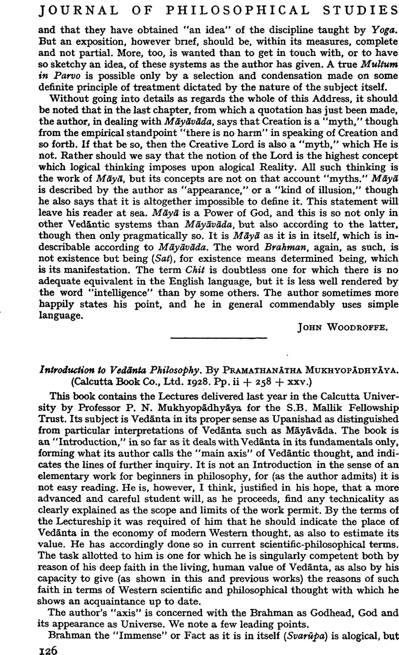 Introduction to Vedānta Philosophy. By Pramathanātha Mukhyopādhyāya ...