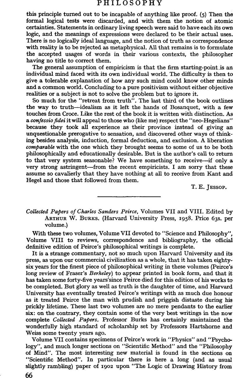 Collected Papers of Charles Sanders Peirce, Volumes VII and VIII