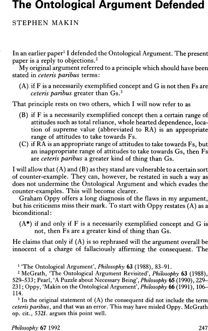 ontological argument thesis