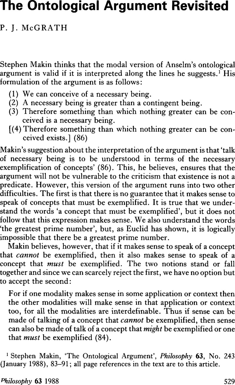 ontological argument thesis