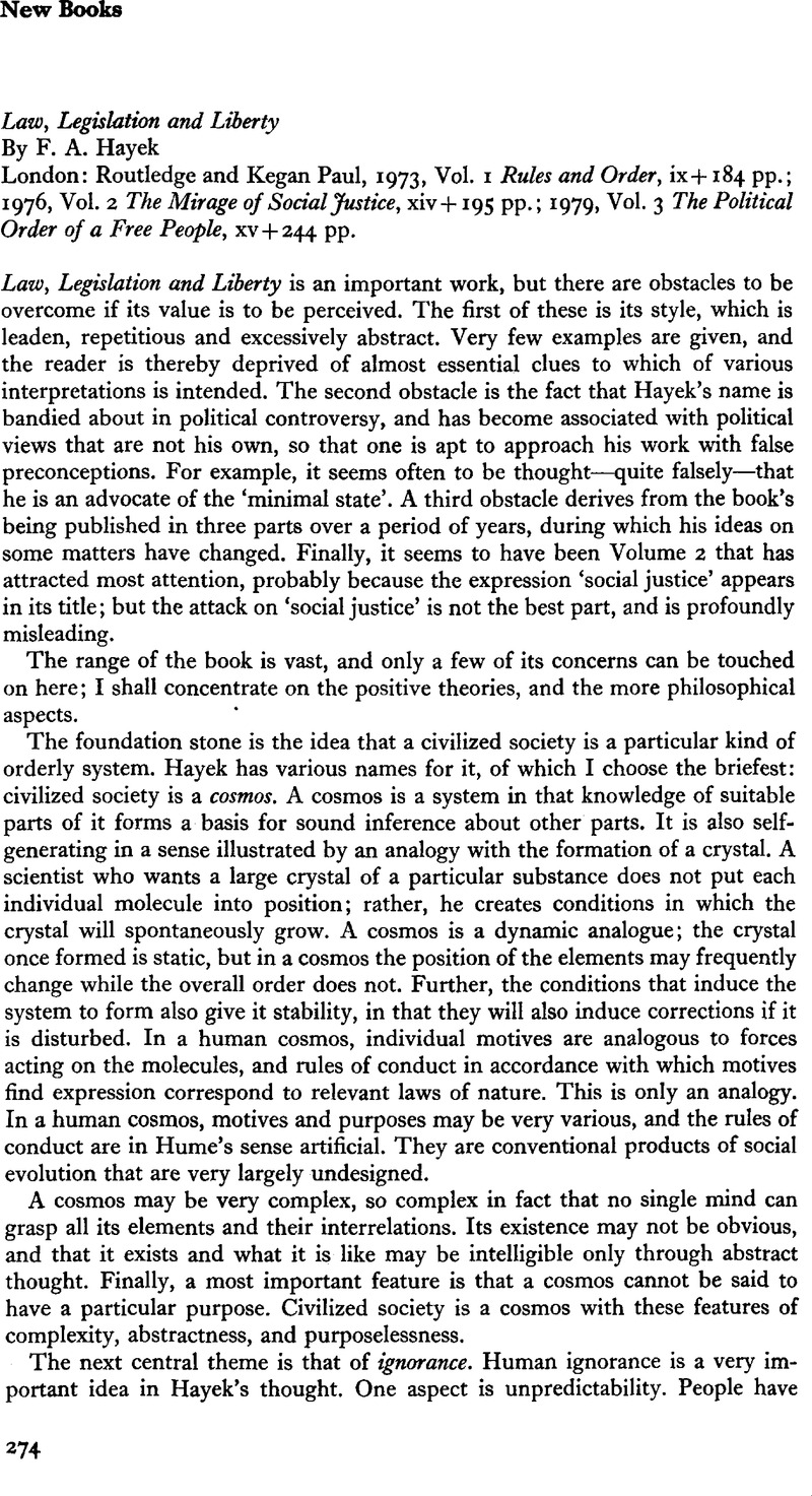 hayek: rule of law