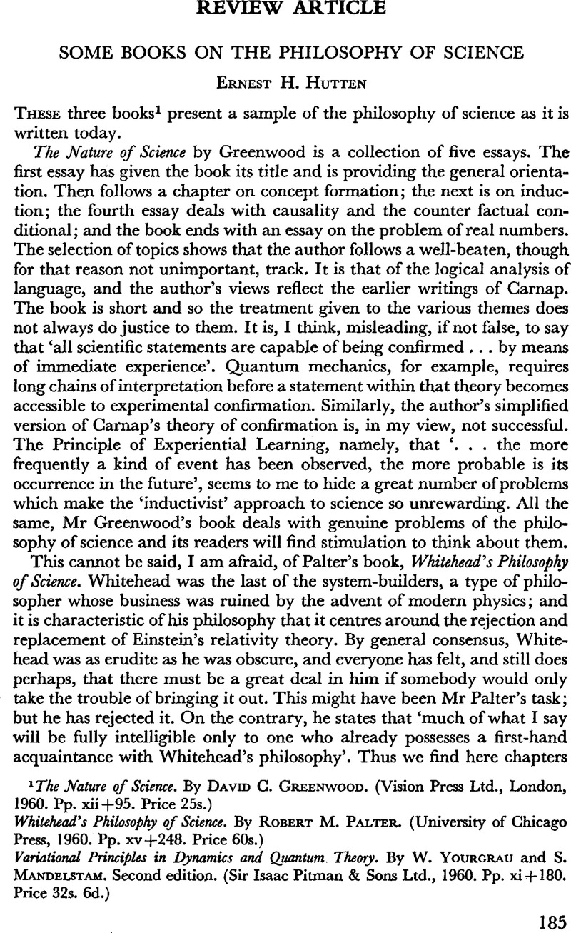 Some Books on the Philosophy of Science Philosophy