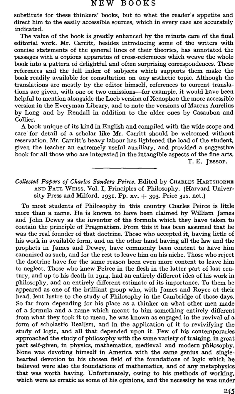 Collected Papers of Charles Sanders Peirce. Edited by Charles