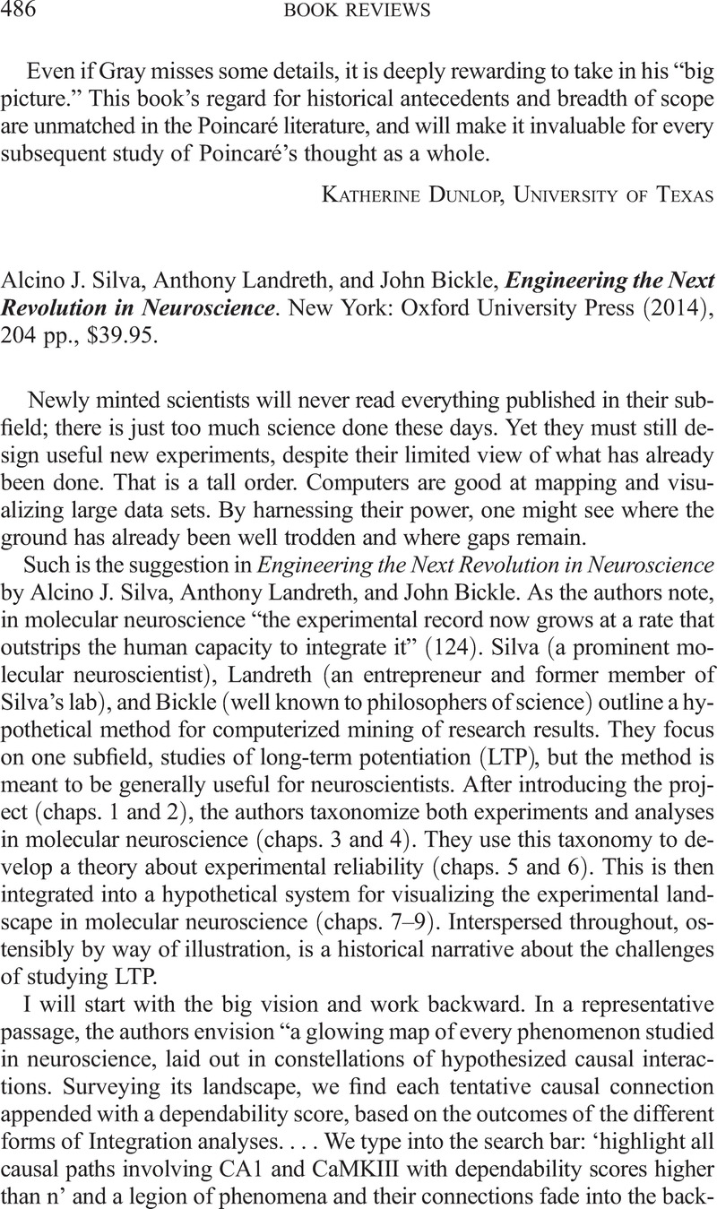 Landreth Name Alcino J. Silva, Anthony Landreth, and John Bickle, Engineering the ...