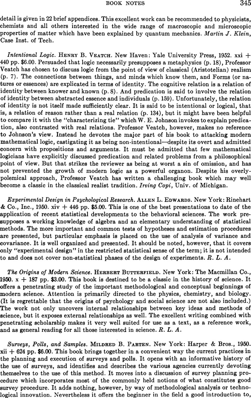 The Origins of Modern Science. Herbert Butterfield. New York: The ...