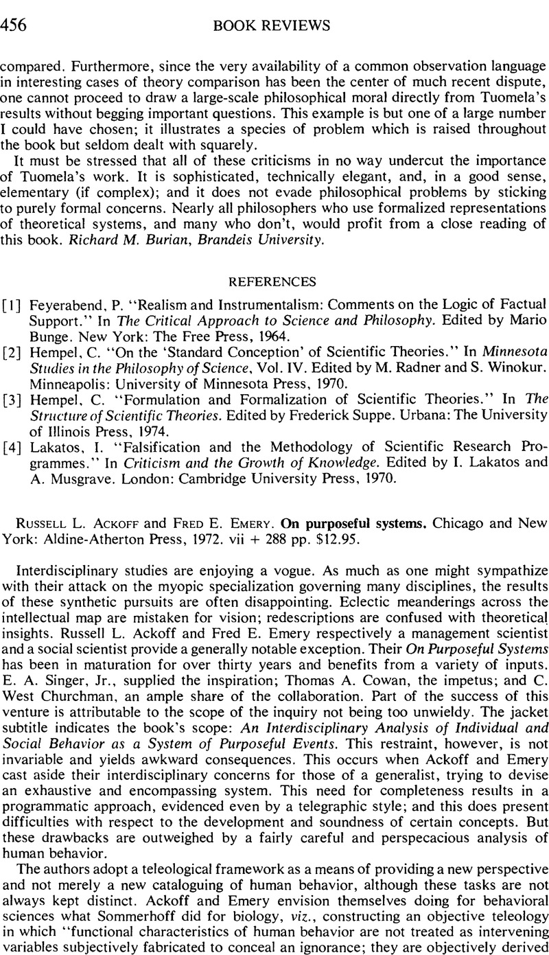 Russell L. Ackoff and Fred E. Emery On purposeful systems. Chicago and ...