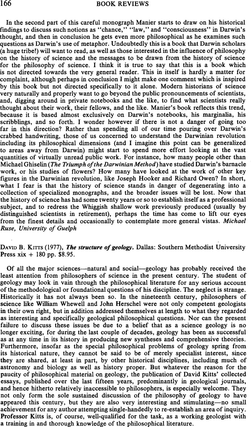 David B. Kitts (1977), The structure of geology. Dallas: Southern ...