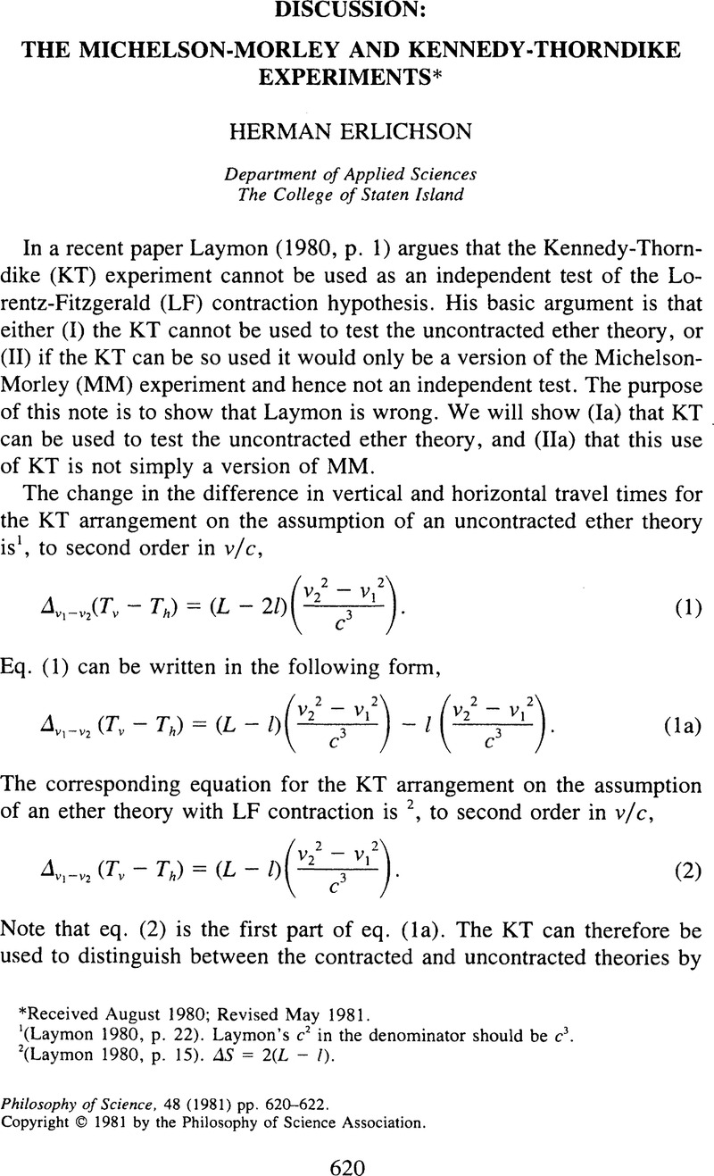 kennedy thorndike experiment