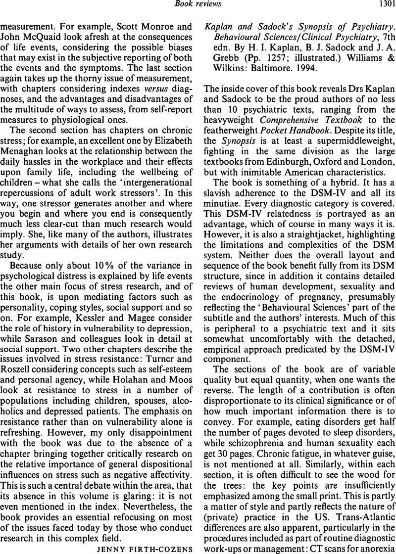 Kaplan and Sadock's Synopsis of Psychiatry. Behavioural Sciences ...