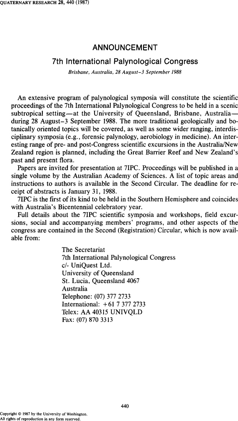Announcement | Quaternary Research | Cambridge Core
