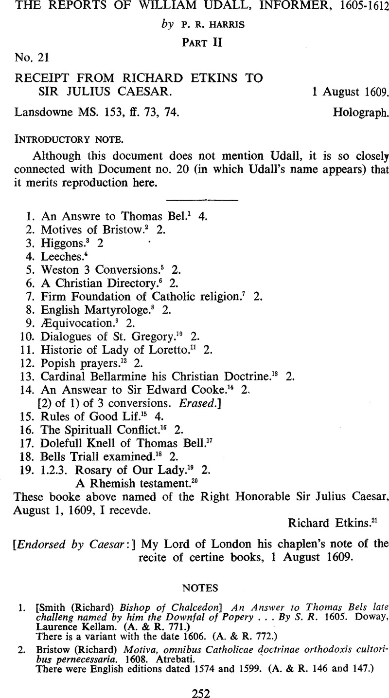 The Reports of William Udall, Informer, 16051612. Part II British