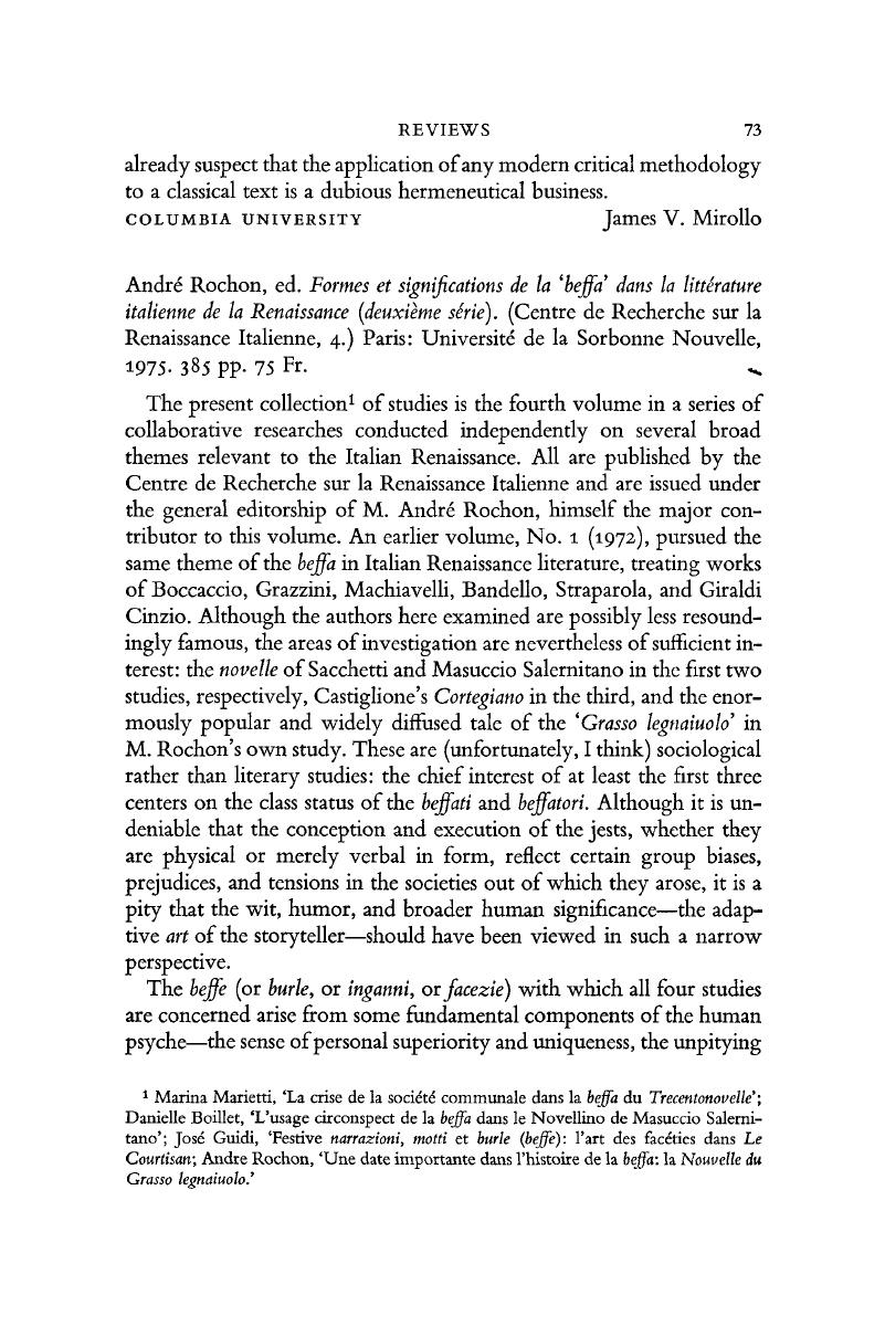 André Rochon, ed. Formes et significations de la ‘beffa’ dans la ...